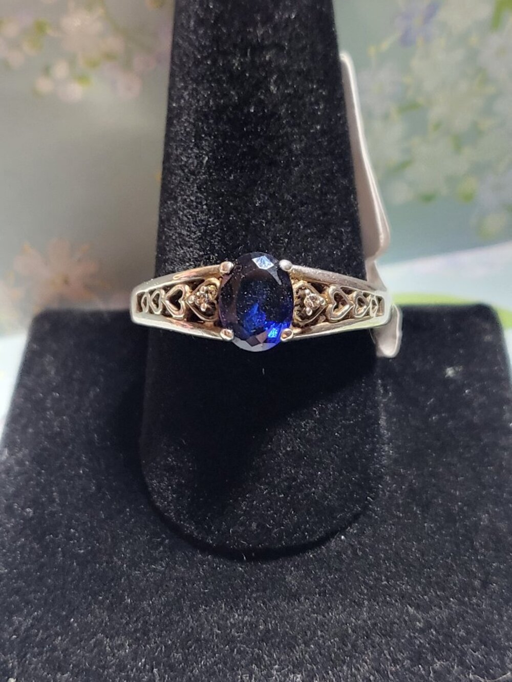 Vintage Blue Lab Sapphire CZ Sterling Silver Ring